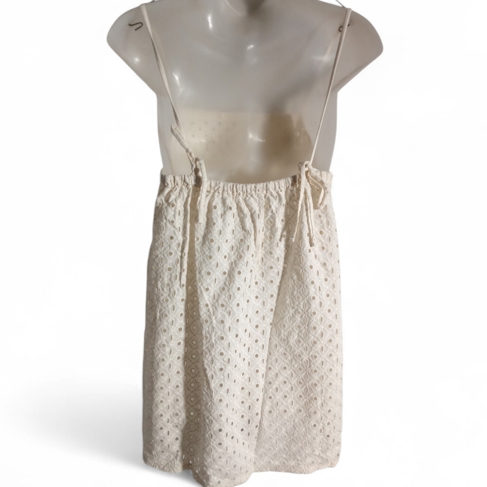 Vitamin A Eyelet Tie Shoulder Swim Coverup White Mini Beach Dress Sz M - Picture 8 of 8